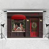 Load image into Gallery viewer, Lofaris Brown Sweet Shop Wreath Christmas Backdrop For Party