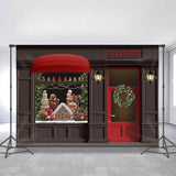 Load image into Gallery viewer, Lofaris Brown Sweet Shop Wreath Christmas Backdrop For Party