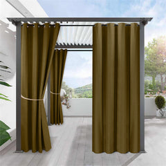 Lofaris Coffee Waterproof Grommet Top Outdoor Curtains for Cabana