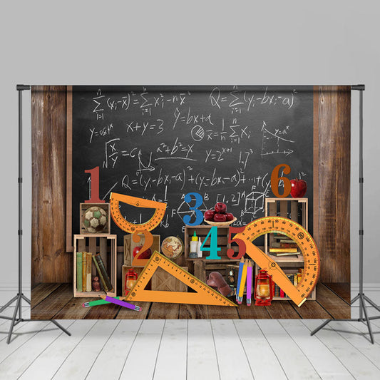 Lofaris Brown Wood And Blackboard Back To School Backdrops