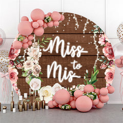 Lofaris Brown Wood Pink White Floral Miss To Mis Wedding Backdrop