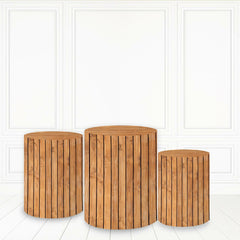 Lofaris Brown Wooden Plinth Cover Wood Block Pattern Cake Table