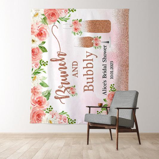 Lofaris Brunch And Bubbly Floral Pink Backdrop For Girls