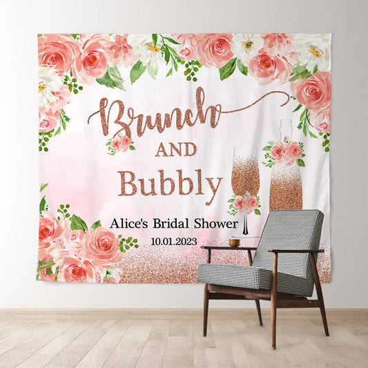 Lofaris Brunch And Bubbly Floral Pink Backdrop For Girls