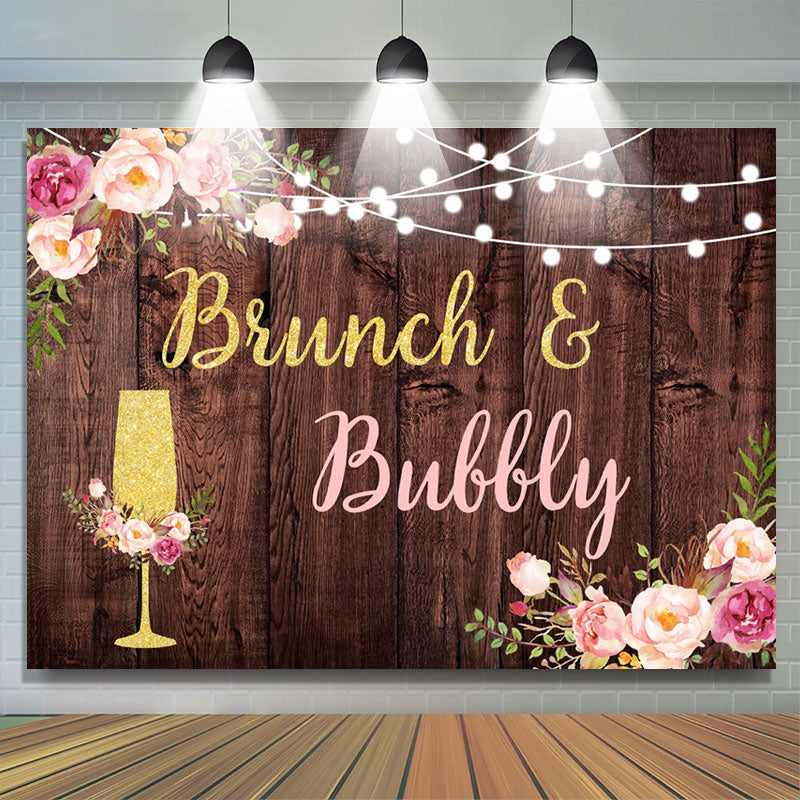 Lofaris Brunch And Bubbly Girls Day Wooden Party Backdrop