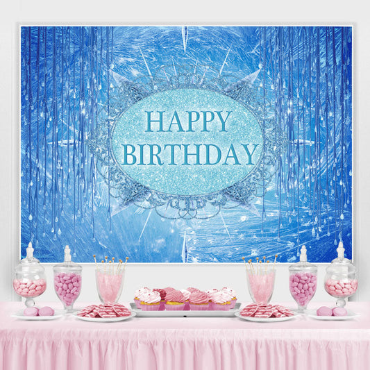 Lofaris Bule And Glitter Crystal Above Sea Birthday Backdrop