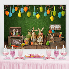 Lofaris Bunny Crossing And Wood Box Green Baby Shower Backdrop