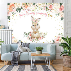 Lofaris Bunny Is Turning One And Floral Birthday Theme Backdrop