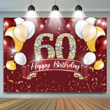 Load image into Gallery viewer, Lofaris Burgundy And Gold Balloon Happy 60Th Birthday Backdrop