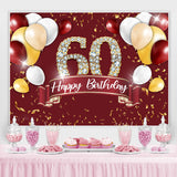 Load image into Gallery viewer, Lofaris Burgundy And Gold Balloon Happy 60Th Birthday Backdrop