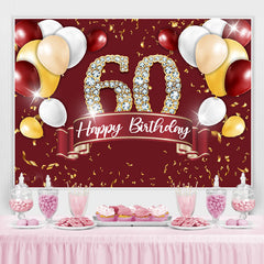 Lofaris Burgundy And Gold Balloon Happy 60Th Birthday Backdrop
