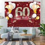 Load image into Gallery viewer, Lofaris Burgundy And Gold Balloon Happy 60Th Birthday Backdrop