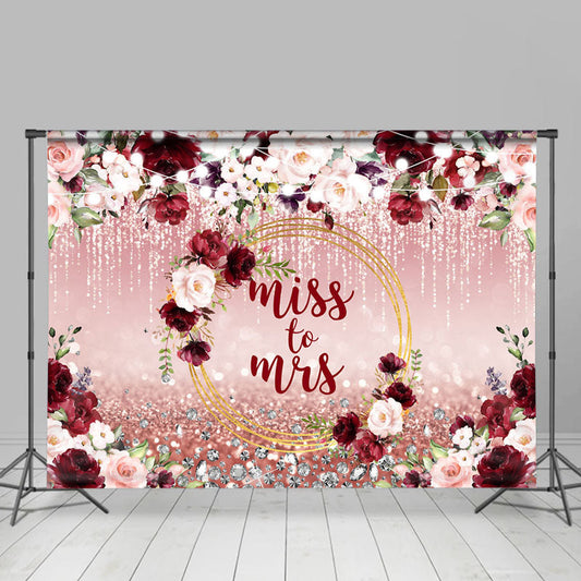 Lofaris Burgundy Rose Gold Adorable Flowers Wedding Backdrop