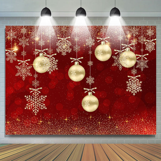 Lofaris Burgundy With Shiny Snowflake Christmas Ball Backdrop