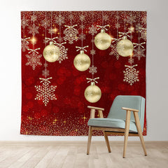 Lofaris Burgundy With Shiny Snowflake Christmas Ball Backdrop