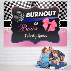 Lofaris Burnout Or Bows Black and Pink Baby Shower Backdrop