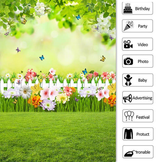 Lofaris Butterfly And Grassland Theme Baby Shower Backdrop