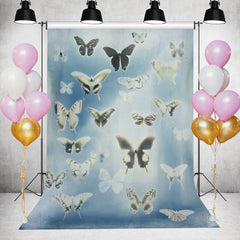 Lofaris Butterfly Blue Bokeh Photo Backdrop for Party