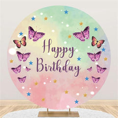Lofaris Butterfly Five-Pointed Star Round Birthday Backdrop