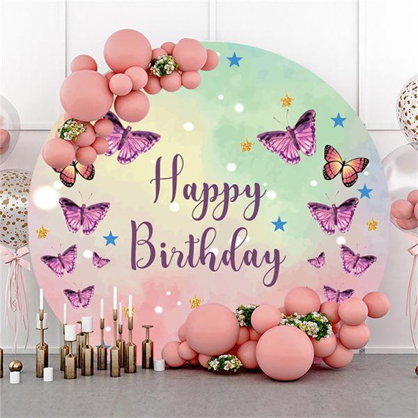 Lofaris Butterfly Five-Pointed Star Round Birthday Backdrop