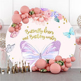 Load image into Gallery viewer, Lofaris Butterfly Kisses And Wishes Round Baby Shower Backdrop