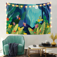Lofaris Butterfly Moon Cartoon Forest Floral Custom Tapestry