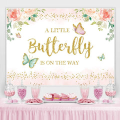 Lofaris Butterfly Pink Floral Baby Shower Backdrop for Girl