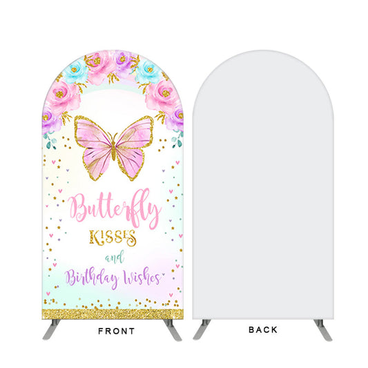 Lofaris Butterfly Theme Gold Glitter Double Sided Arch Backdrop