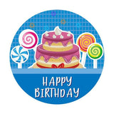 Load image into Gallery viewer, Lofaris Cake And Candy Blue Round Happy Birthday Party Backdrop