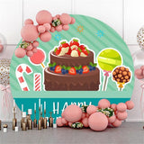 Load image into Gallery viewer, Lofaris Cake And Candy Green Round Happy Birthday Backdrop