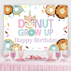 Lofaris Candy Land Donut Grow Up Theme Happy Birthday Backdrop