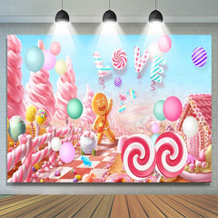 Lofaris Candy Land Ginger Bread Girl Kids Birthday Backdrop