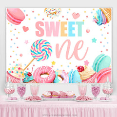 Lofaris Candyland Donut Sweet One Happy Birthday Backdrop