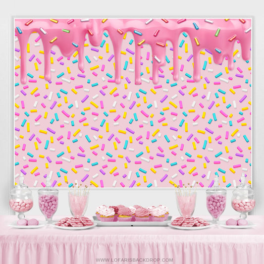 Lofaris Candyland Pink Dessert Colorful Happy Birthday Backdrop