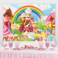Lofaris Candyland Sweet Rainbow For Girl Birthday Backdrop