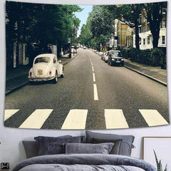 Lofaris Car And Road With Forest Still Life 3D Printed Wall Tapestry