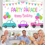 Load image into Gallery viewer, Lofaris Car Flag Balloons Happy Birthday Backdrop For Girl