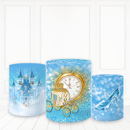 Lofaris Carriage And Castle Theme Pillar Wrap Blue Plinth Cover