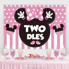 Lofaris Cartoom Pink Mouse Twodles Girl 2nd Birthday Banner