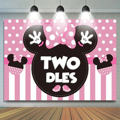 Lofaris Cartoom Pink Mouse Twodles Girl 2nd Birthday Banner