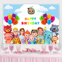 Lofaris Cartoon Balloon Happy Birthday Backdrop for Party