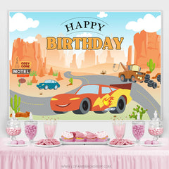 Lofaris Cartoon Car Happy Birthday Backdrop For Party Decor
