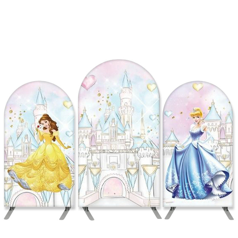Lofaris Cartoon Castle Theme Princess Birthday Arch Backdrop Kit