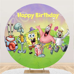 Lofaris Cartoon Character Round Happy Birthday Backdrop For Kids