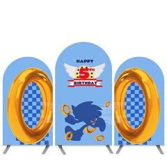 Lofaris Cartoon Character Sea Blue Happy 5th Birthday Arch Backdrop Kit