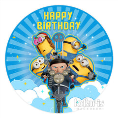 Lofaris Cartoon Characters Drive Happy Birthday Round Backdrop