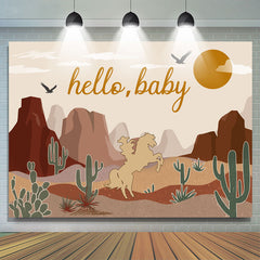 Lofaris Cartoon Desert Cacti Horse Baby Shower Backdrop