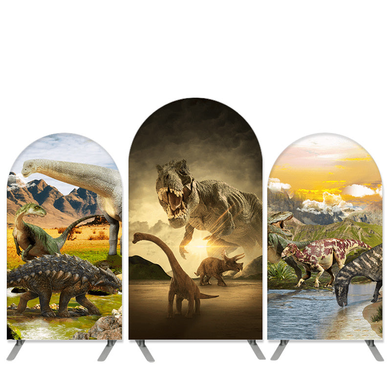 Lofaris Cartoon Dinosaur World Theme Birthday Arch Backdrop Kit