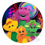 Load image into Gallery viewer, Lofaris Cartoon Dinosaurs Music Party Round Happy Birthday Backdrop