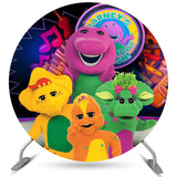Load image into Gallery viewer, Lofaris Cartoon Dinosaurs Music Party Round Happy Birthday Backdrop